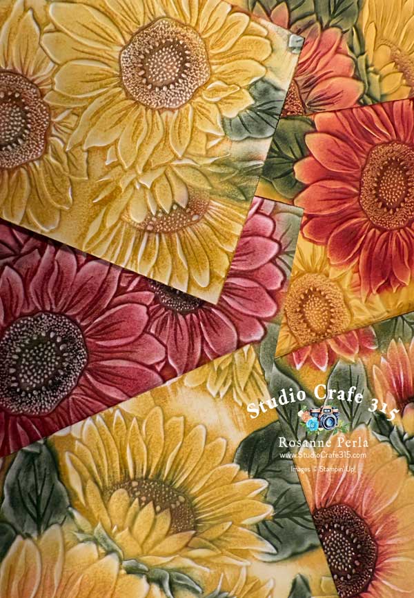 Sunflowers using the Sunflower Embossing Folder